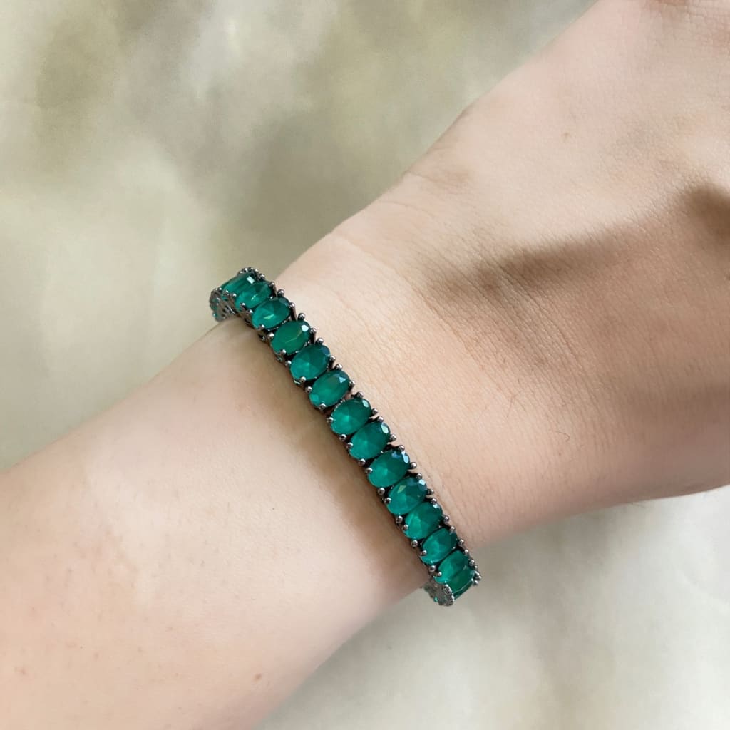 Tess Bracelet - Gunmetal - Green