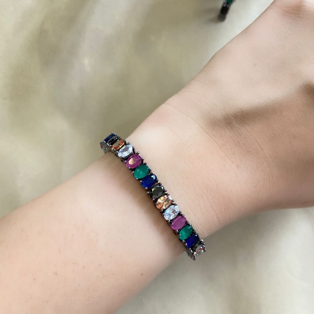 Tess Bracelet - Gunmetal - Multi