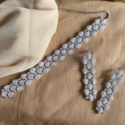 Zari Necklace Set - Silver