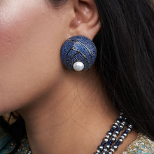 Load image into Gallery viewer, Zoya Earrings - Gunmetal - Blue
