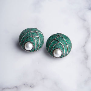 Zoya Earrings - Gunmetal - Green