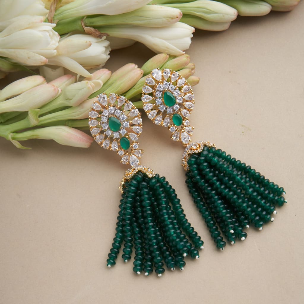 Zwaan Earrings - Green&Gold